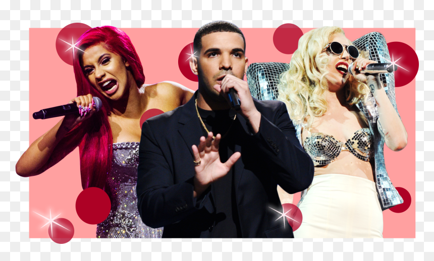 Carbi B Drake And Lady Gaga - Singing, HD Png Download - rihanna png 2016