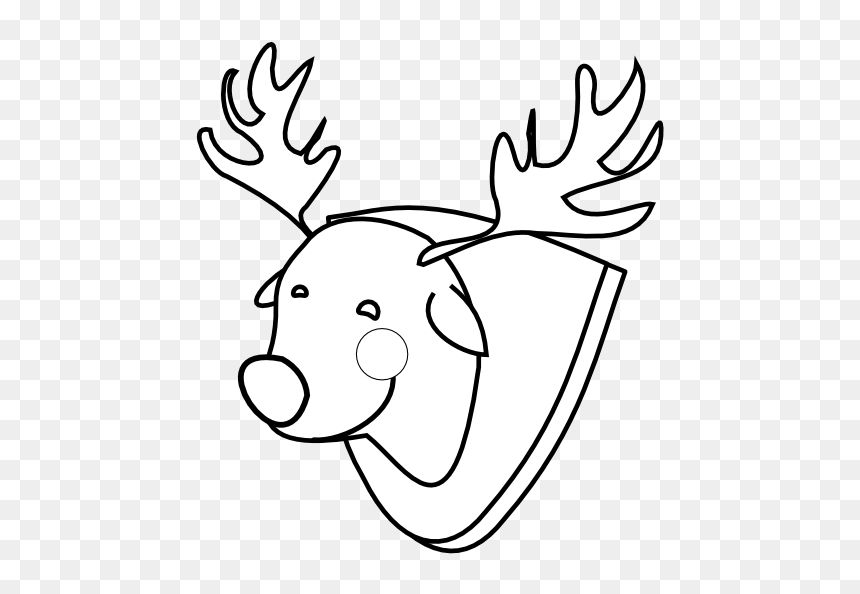 Rudolph Reindeer Raindeer Black White Line 555px - Cartoon, HD Png Download - raindeer png