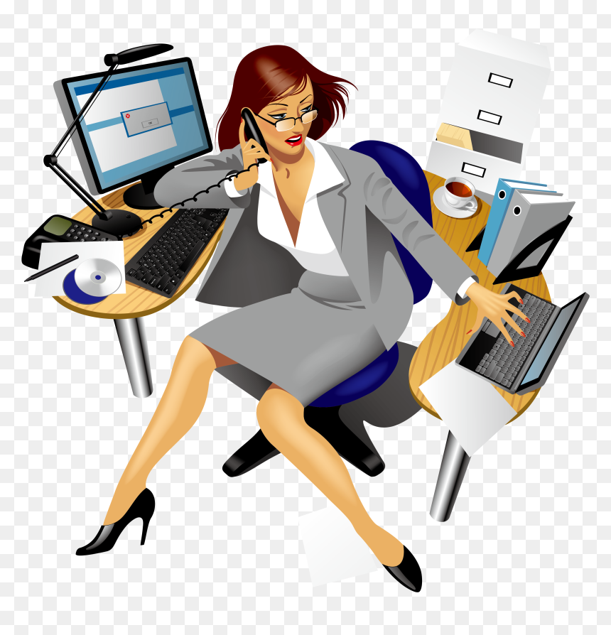 Vector Stock Secretary Office Clip Art Business People - Secretary Cartoon, HD Png Download - secretary png