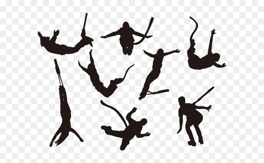 Bungee Jumping Silhouettes Vector - Bungee Jumping Silhouette, HD Png Download - handcuffs vector png