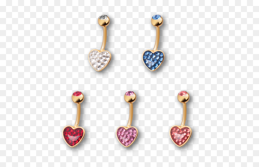 Pvd Gold Steel Crystal Heart Banana - Earrings, HD Png Download - crystal heart png