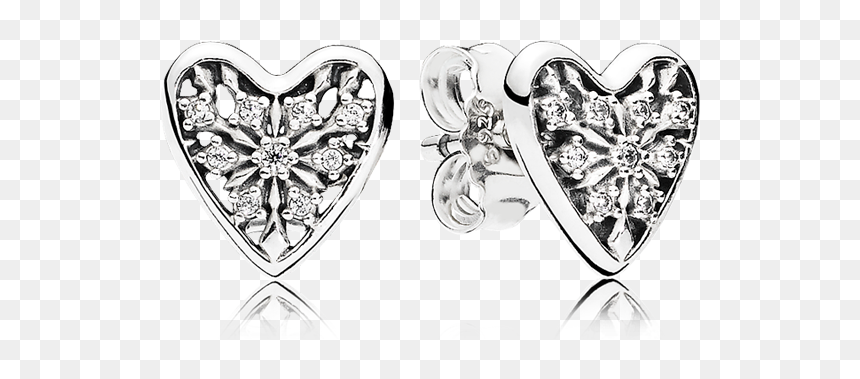 Pandora Heart Stud Earrings, HD Png Download - crystal heart png