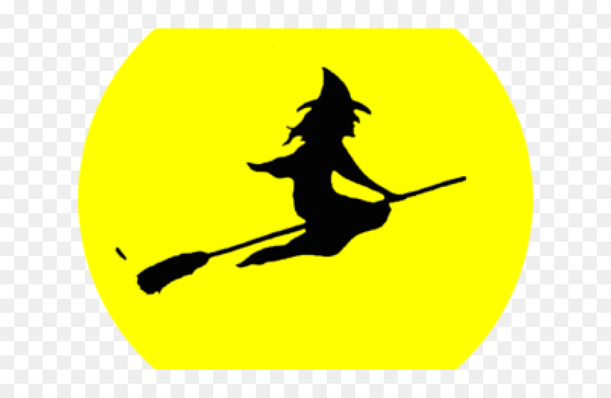 Witch Riding Broom Silhouette, HD Png Download - broom png