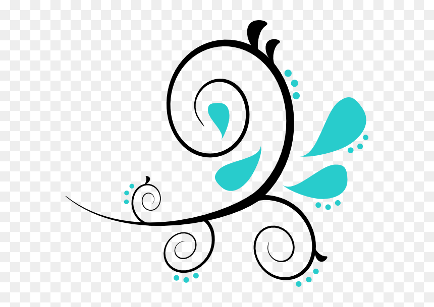 Teal And Black Swirls, HD Png Download - curved line png