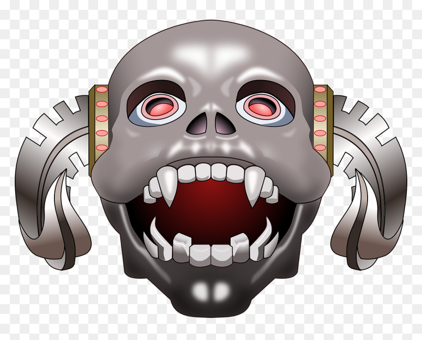 Skull With Horns Png, Transparent Png - scary png