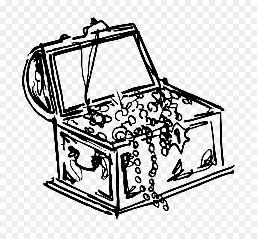 Treasure Black And White, HD Png Download - pirate treasure png