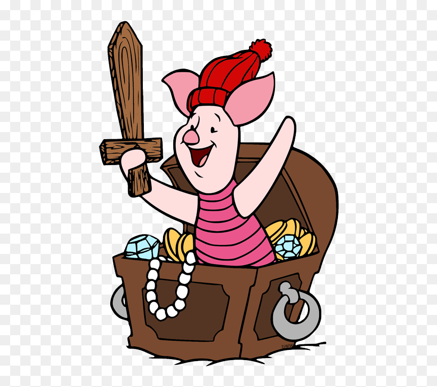Piglet In Treasure Chest - Pirate With Chest Png, Transparent Png - pirate treasure png