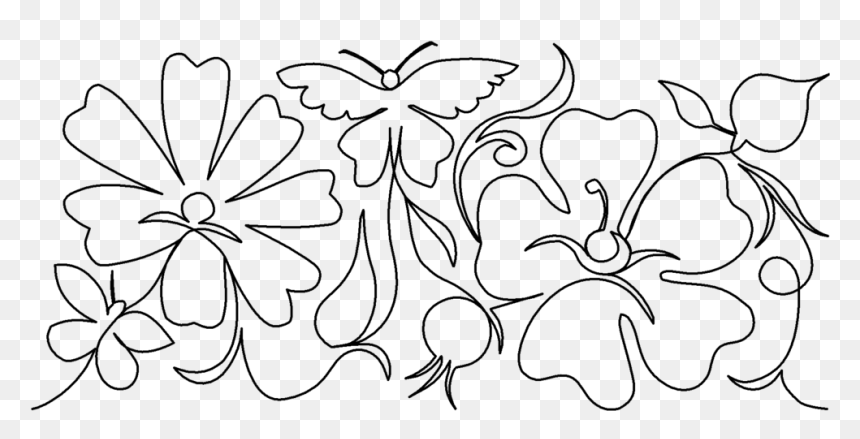 Butterfly And Rose - Line Art, HD Png Download - rose pattern png