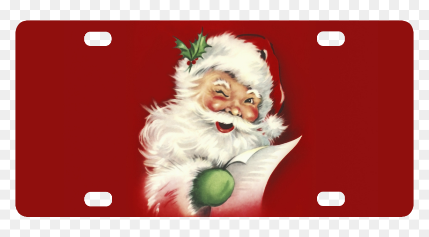 A Beautiful Vintage Santa Claus Classic License Plate - Santa Claus Pictures Round, HD Png Download - vintage santa claus png