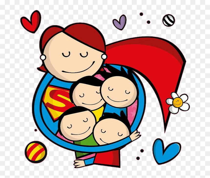 Mom Mother Supermom Supermamae Supergirl Kids Crianças - Mom And Kids Clipart, HD Png Download - super mama png