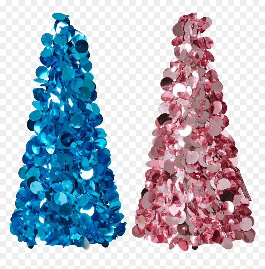 Sequins Cone Christmas Tree, HD Png Download - blue christmas tree png