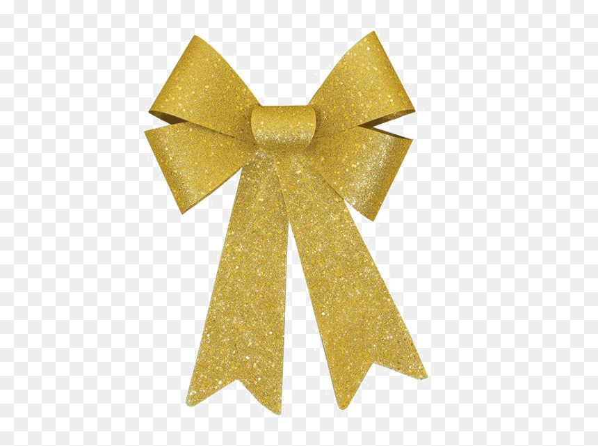 Glitter Bow Ribbon Png Picture - Golden Ribbon Transparent Png, Png Download - yellow bow png