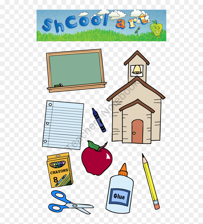 School Supplies Product From Shcool-art On Teachersnotebook - Mini School Supplies Clipart, HD Png Download - school supplies clipart png