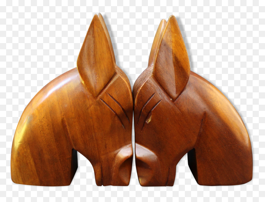 Vintage Wood Bookends, Horse Or Donkey Head Stylised - Sorrel, HD Png Download - donkey head png
