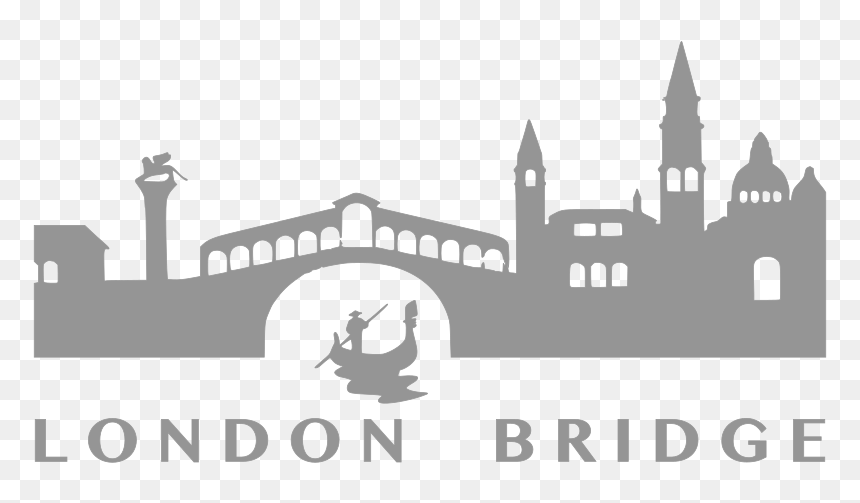 London Bridge - Rialto Bridge Gondola Silhouette, HD Png Download - london silhouette png
