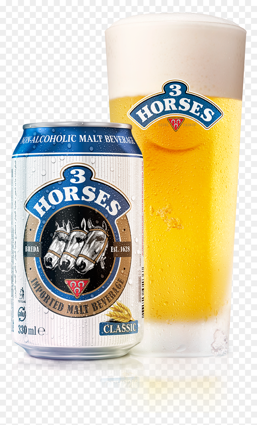 Transparent Horses Png - 3 Horses Beer Non Alcoholic, Png Download - beer glass silhouette png