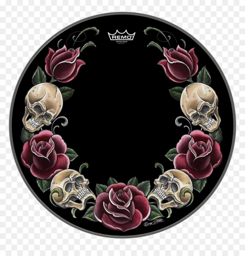 Remo Powerstroke P3 Skyndeep Bass Drumhead-tattoo Rock - Remo Tattoo Skyn, HD Png Download - the rock head png