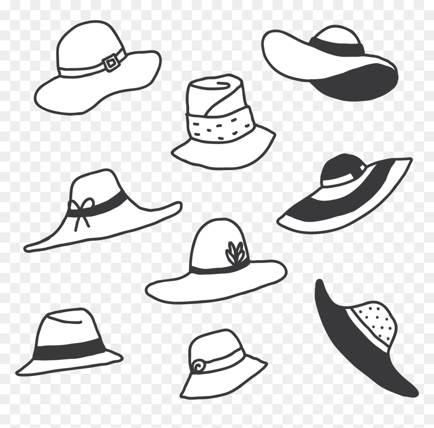 Cowboy Hat Black And White - Cowboy Hat, HD Png Download - shower cap png