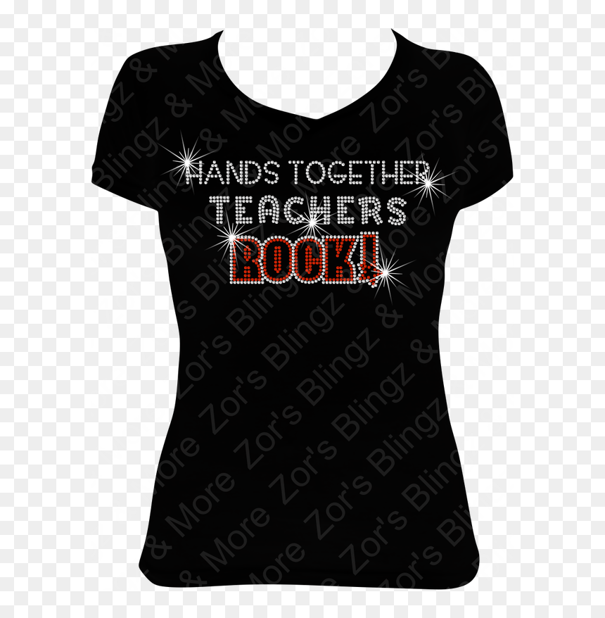 Hands Together Teachers Rocks Rhinestone T-shirt Design - Blouse, HD Png Download - hands together png