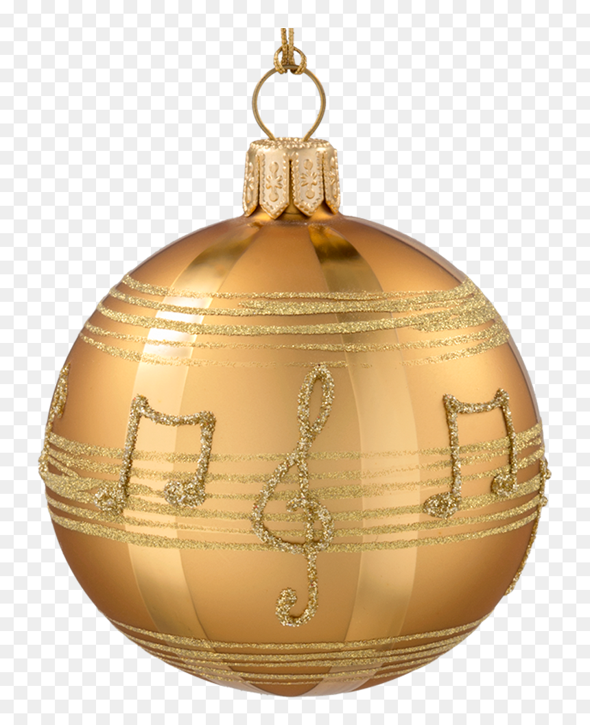 Glass Bauble Gold-coloured With Musical Notes, 10 Cm - Christmas Ornament With Musical Notes, HD Png Download - christmas music notes png