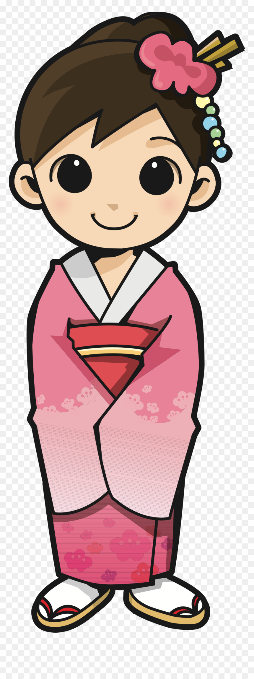 Japanese Clipart Kimono - Kimono Clipart, HD Png Download - japanese girl png