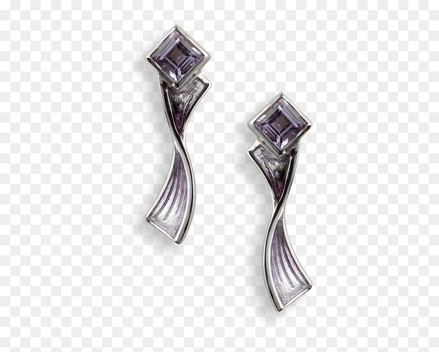 Nicole Barr Designs Sterling Silver Bow Earrings-purple, - Crystal, HD Png Download - silver bow png