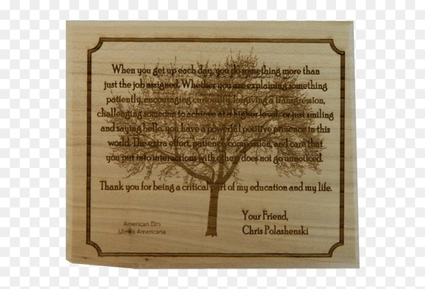 Thank You Plaque Custom Engraving With Tree Image - Commemorative Plaque, HD Png Download - chris wood png