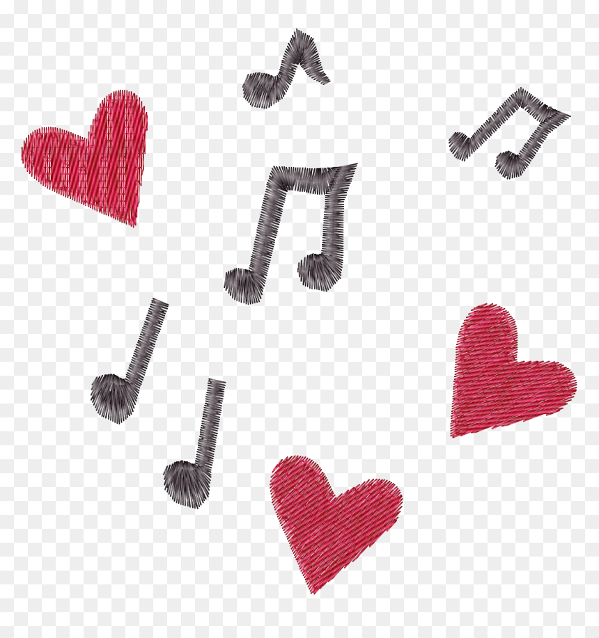 Row By Row Summerville Digitized Music Pes - Heart, HD Png Download - music notes heart png