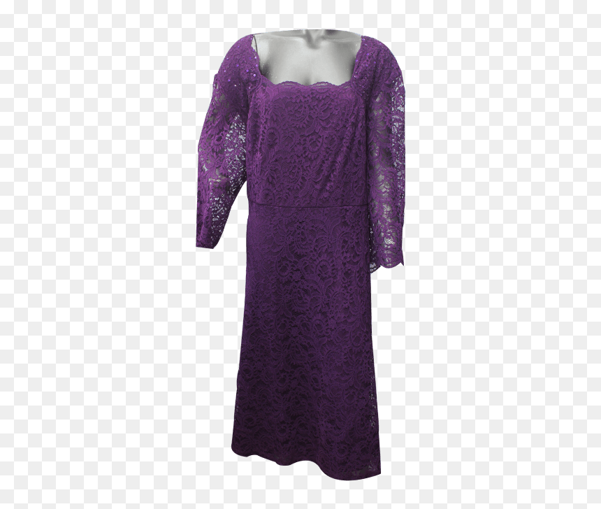 Women Lace Dress Slash Neck Stitching Color Purple - Gown, HD Png Download - purple lace png
