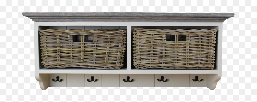 Wall Mounted Coat Rack With Baskets - Wall Mounted Coat Rack Hsm Collection Colour: White, HD Png Download - coat rack png