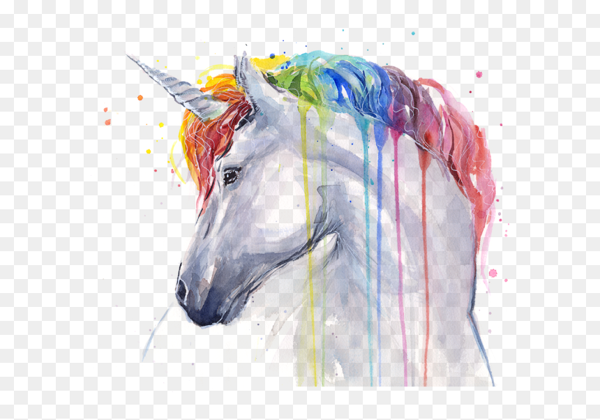 Unicorn Artwork, HD Png Download - rainbow watercolor png
