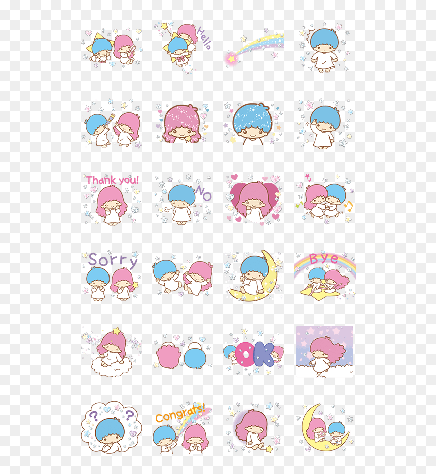 Sticker5330 Little Twin Stars Twinkly Stickers [ดุ๊กดิ๊ก] - Little Twin Stars Whatsapp Sticker, HD Png Download - little twin stars png