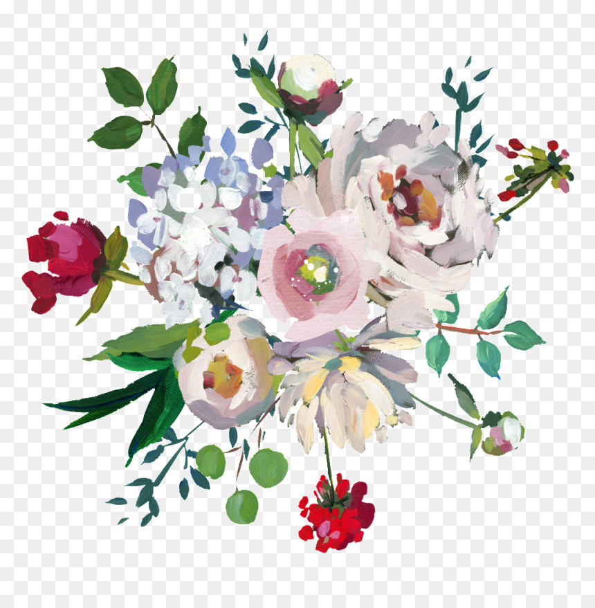 Hand Drawn Wedding Romantic Poster Png Transparent - Flower Bouquet Watercolor Tutor, Png Download - romantic png
