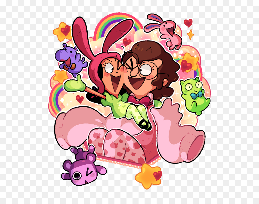 Frond And Louise In A Surreal Fluff Landscape - Bob's Burgers Mr Frond Louise, HD Png Download - louise belcher png