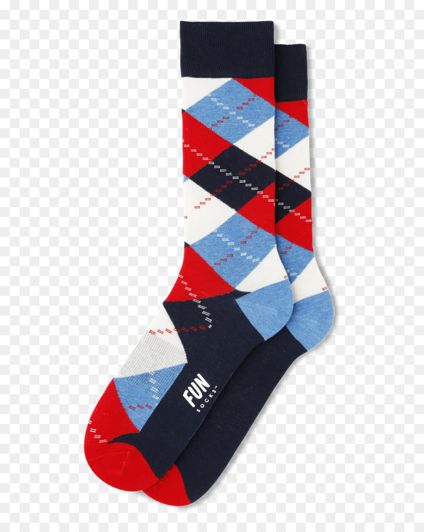 Mens Colorful Blue White Red Black Argyle Socks, HD Png Download - white socks png