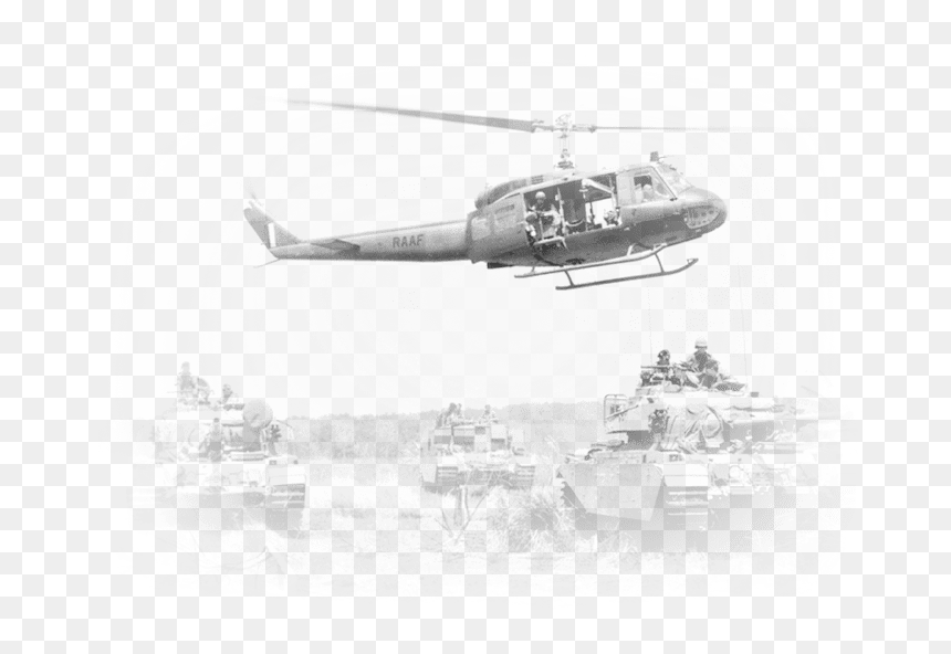 Raaf Iroquois Helicopter Hovers Over Army Centurion - Helicopter Rotor, HD Png Download - vietnam soldier png