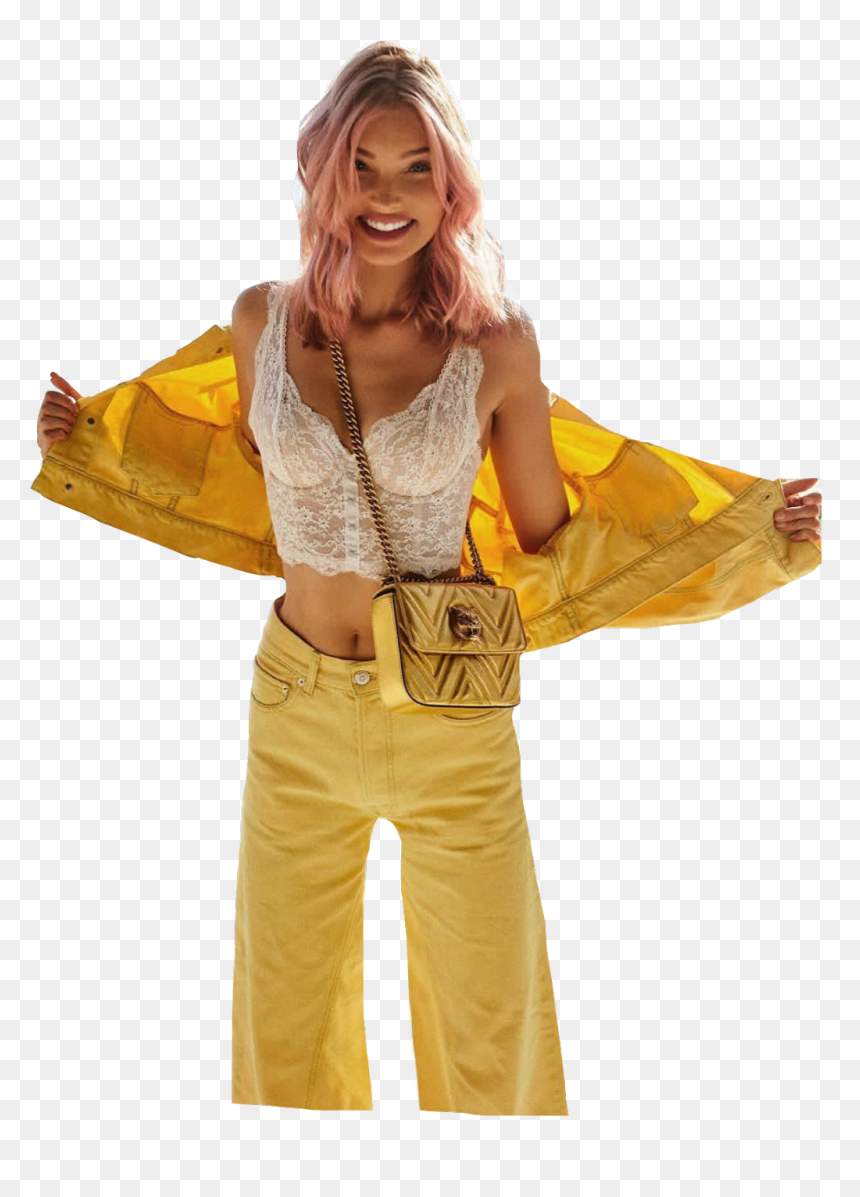 #yellow #happy #smile #women #elsahosk #freetoedit - Fashion, HD Png Download - elsa hosk png
