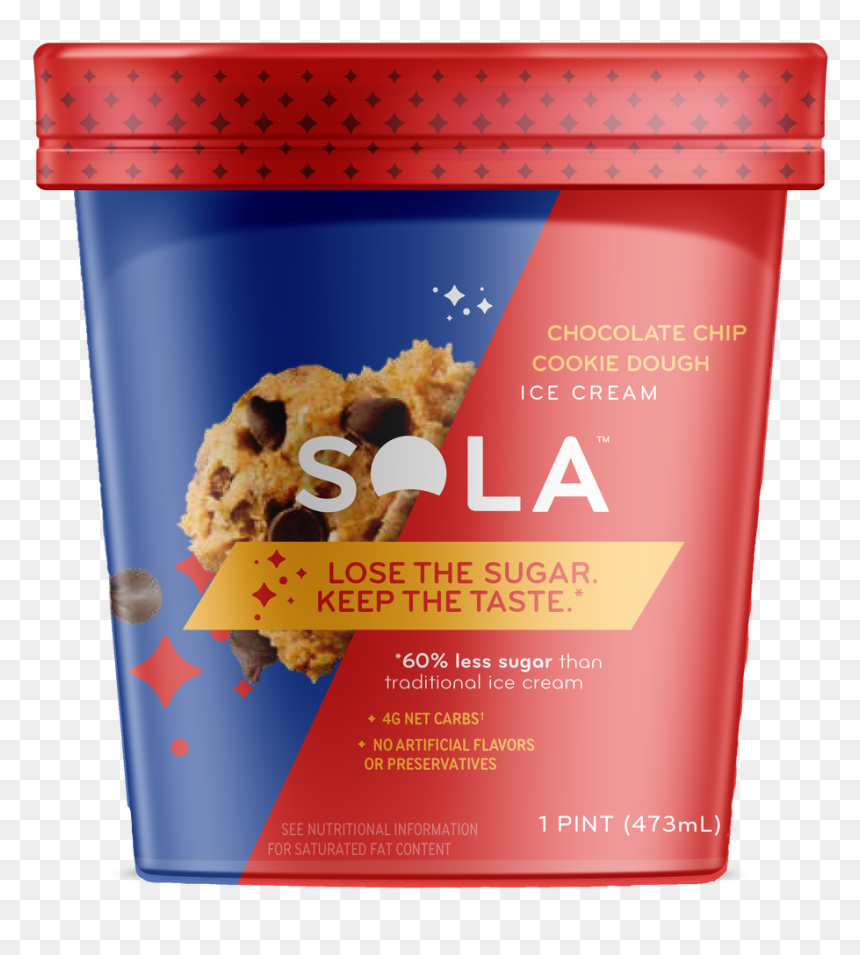 Sola, Chocolate Chip Cookie Dough Ice Cream - Sola Low Carb Ice Cream, HD Png Download - cookie dough png