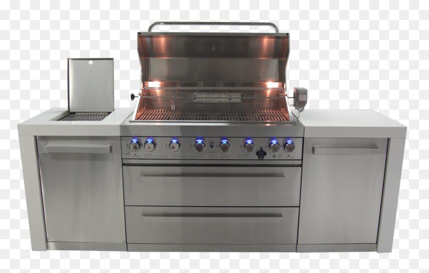 Open With Side Burner And Lights - Barbecue Grill, HD Png Download - kitchen island png
