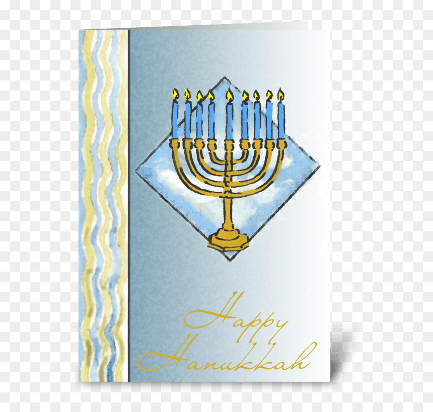 Happy Hanukkah Menorah Card Greeting Card - Hanukkah, HD Png Download - hanukkah menorah png