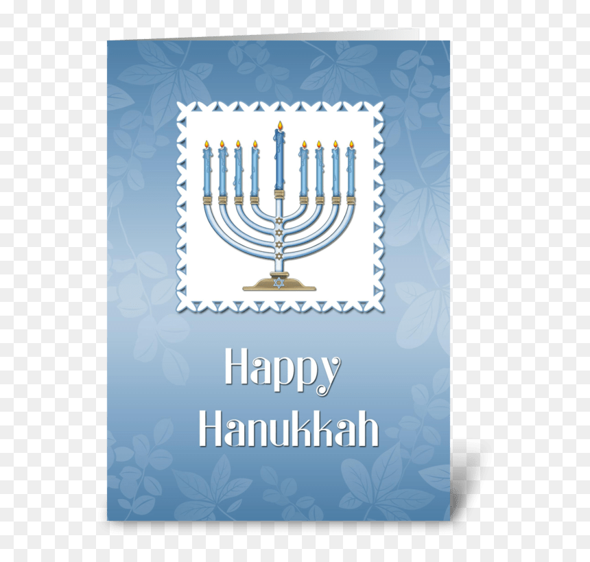 Happy Hanukkah, Blue Menorah Greeting Card - Greeting Card, HD Png Download - hanukkah menorah png