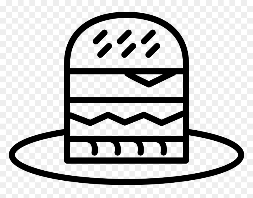Burger Cartoon Outline On A Plate - Burger Cartoon Outline, HD Png Download - cartoon burger png