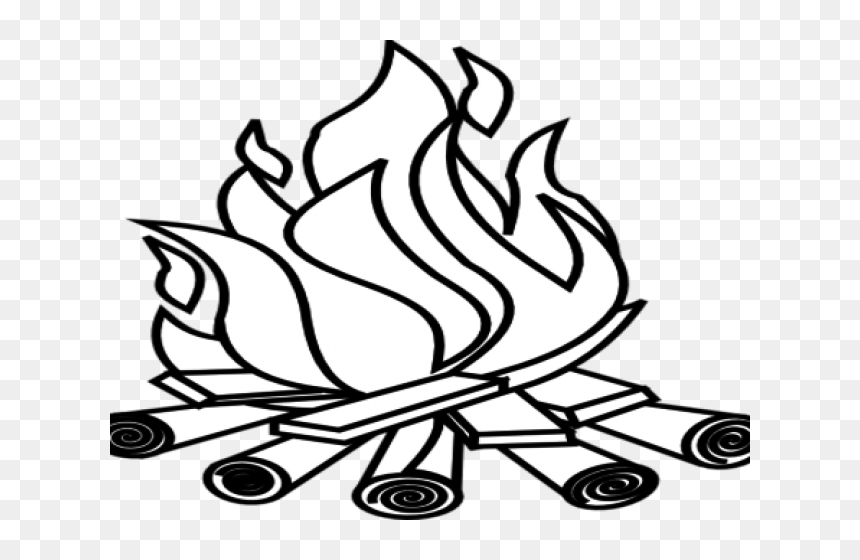 Bonfire Clipart Black And White - Line Art, HD Png Download - bonfire clipart png