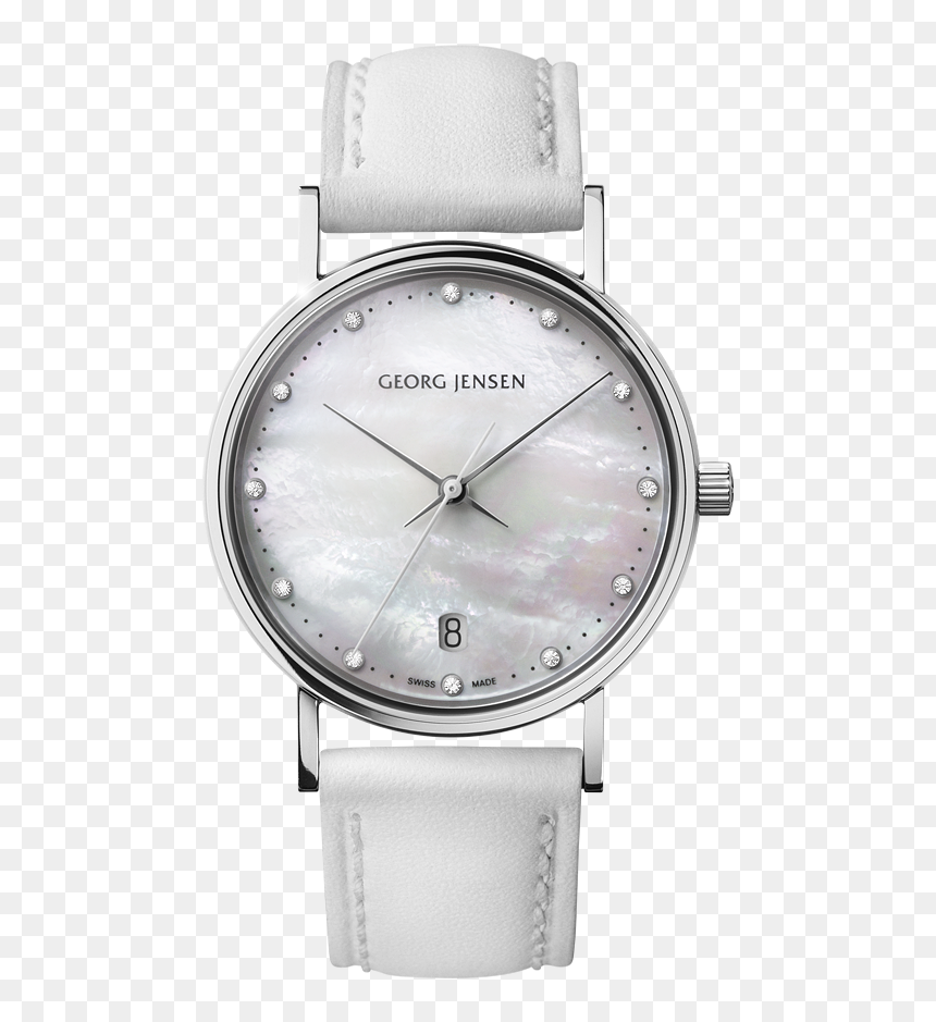 32 Mm, Quartz, White Mother Of Pearl Dial, Diamond - Georg Jensen Ladies Watches, HD Png Download - diamond watch png