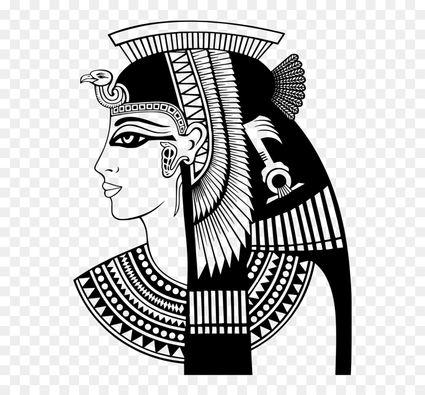 Line Art,art,blackandwhite - Cleopatra Clipart Black And White, HD Png Download - pharaoh head png