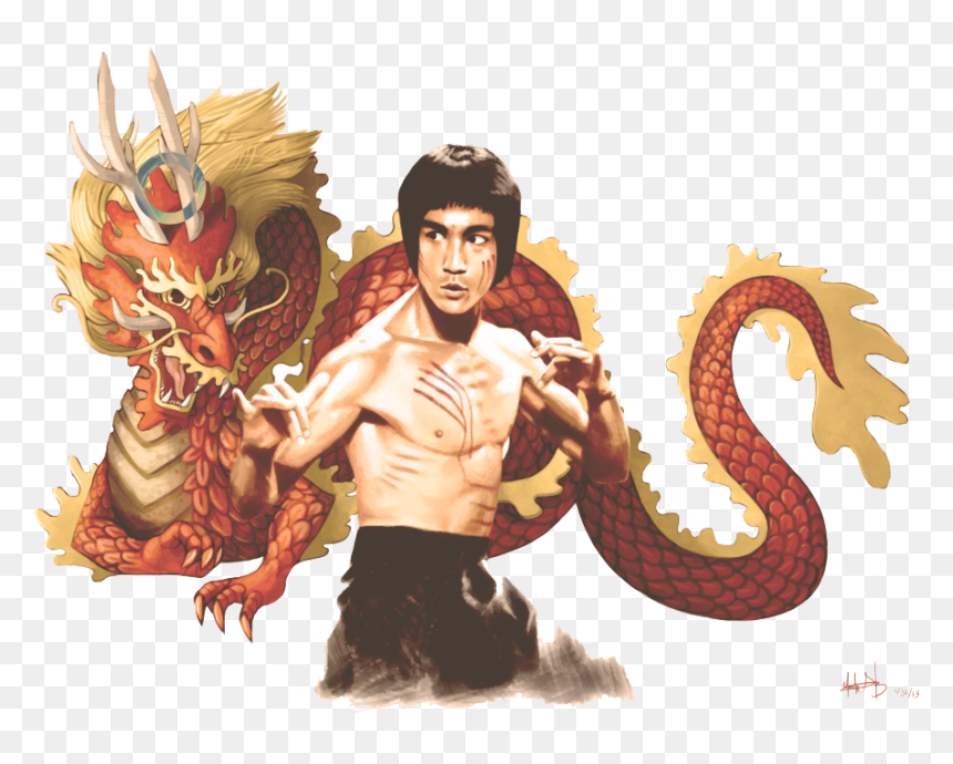 Bruce Lee With Dragon Background, HD Png Download - brock lesnar png
