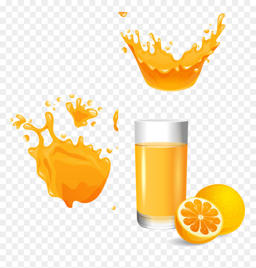 Orange Splash Vector, HD Png Download - juice glass png