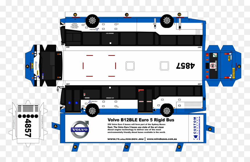 Paper Model Volvo Bus, HD Png Download - volvo bus png