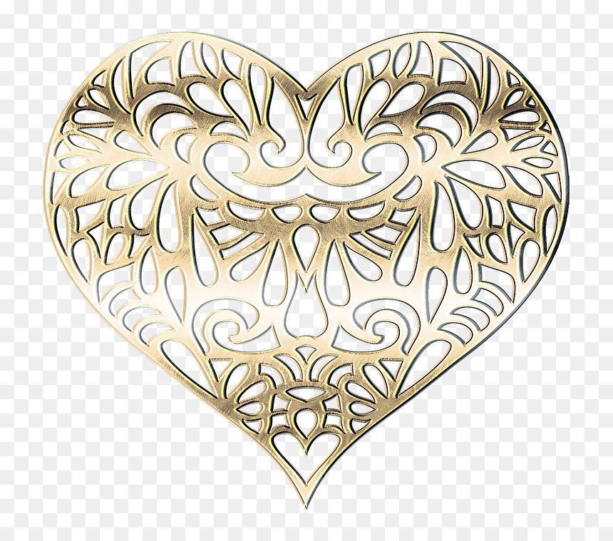 Decorative Gold Heart Png, Transparent Png - metal texture png