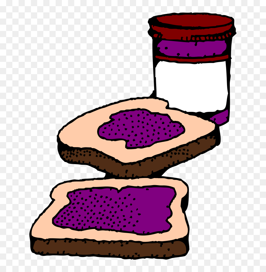 Free Colorized Peanut Butter And Jelly Sandwich - Peanut Butter Jelly Sandwich Clipart, HD Png Download - peanut butter and jelly png